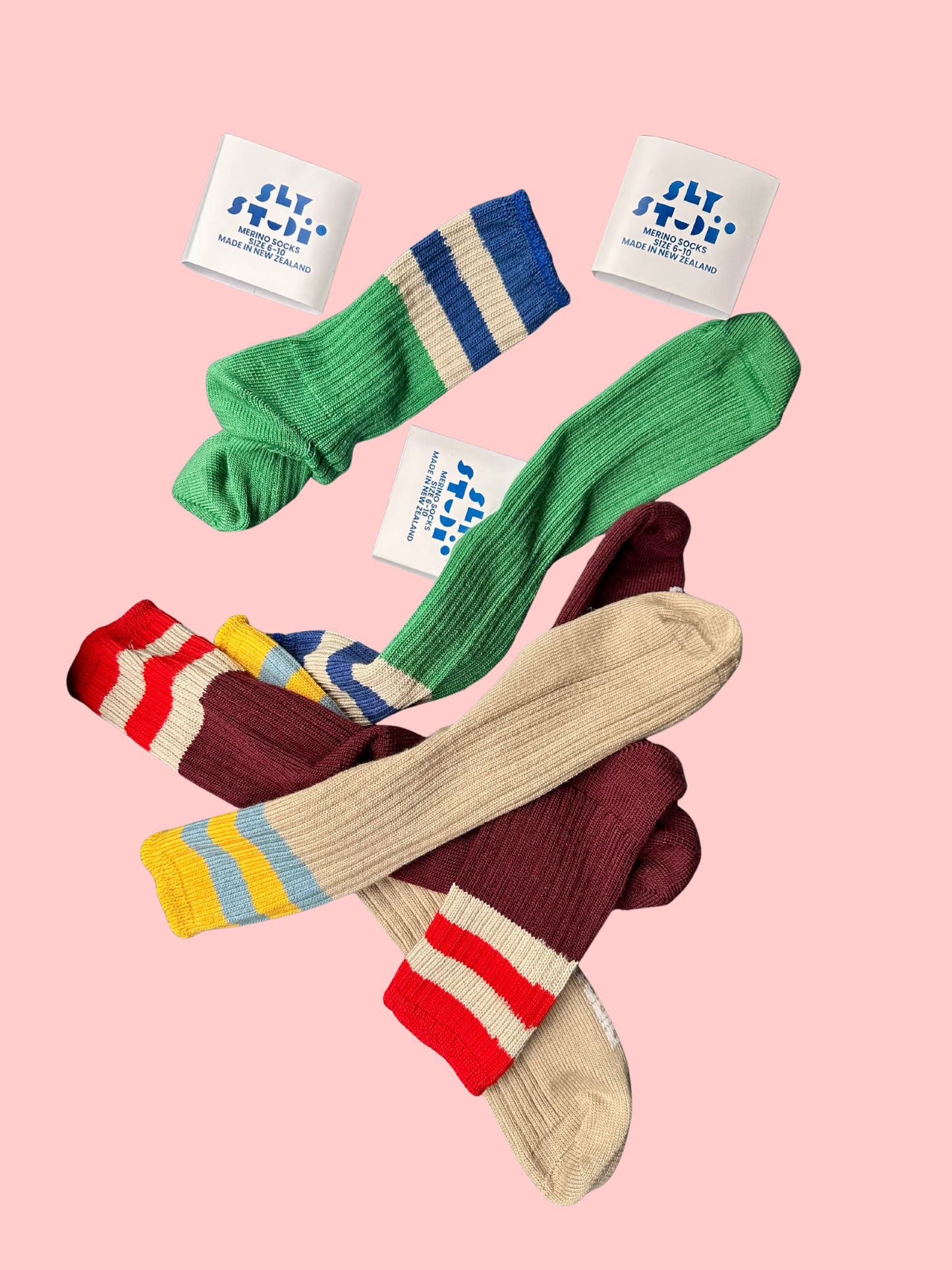 Merino Socks Ribbed Yellow Striped