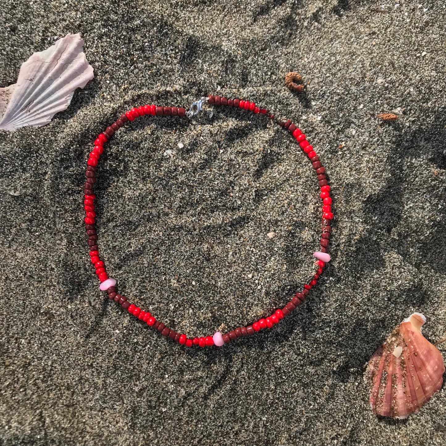 Beaded Necklace Red & Crimson