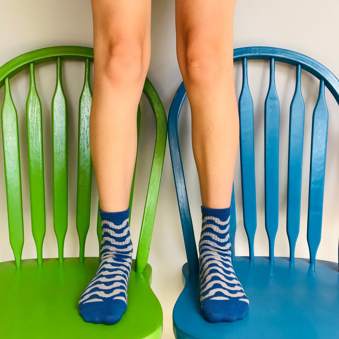 blue and grey cotton ankle socks by sly and company