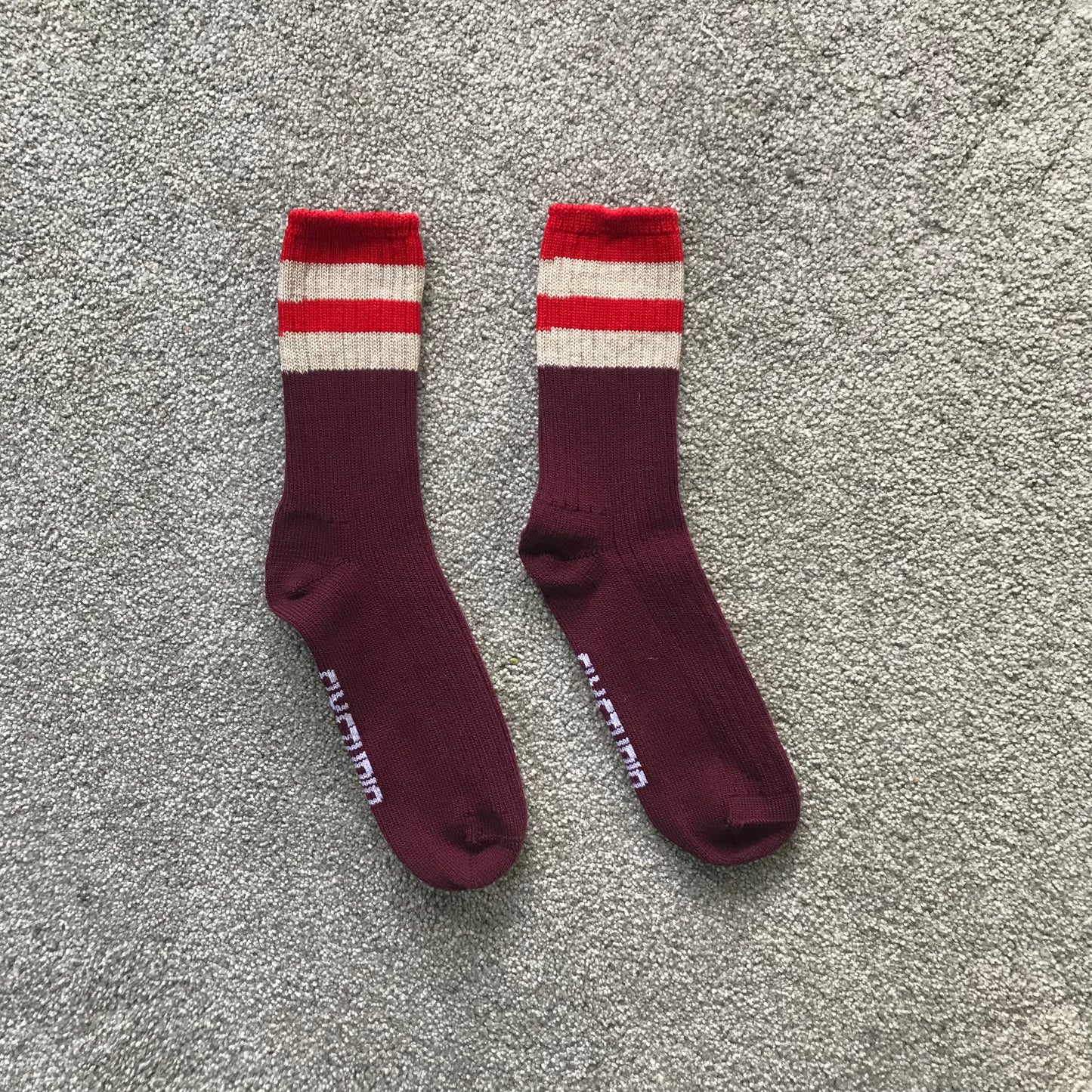 Merino Socks Ribbed Multicolour Maroon