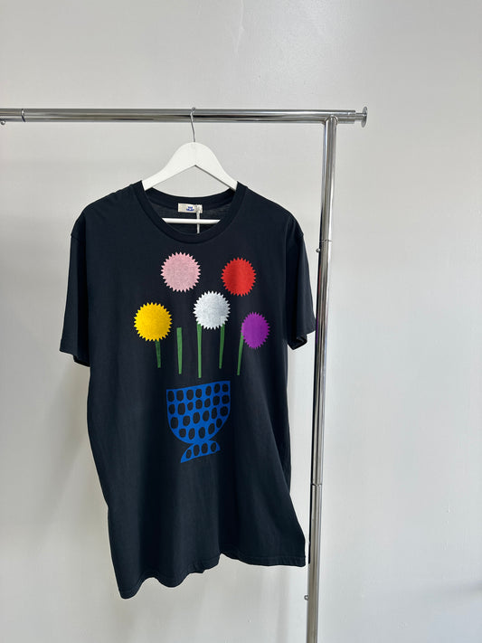 T-shirt Black Flower Pot Screen Print