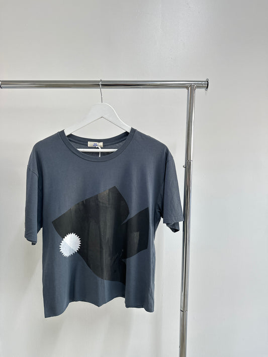T-shirt Black Tui Screen Print Cropped Raw Hem