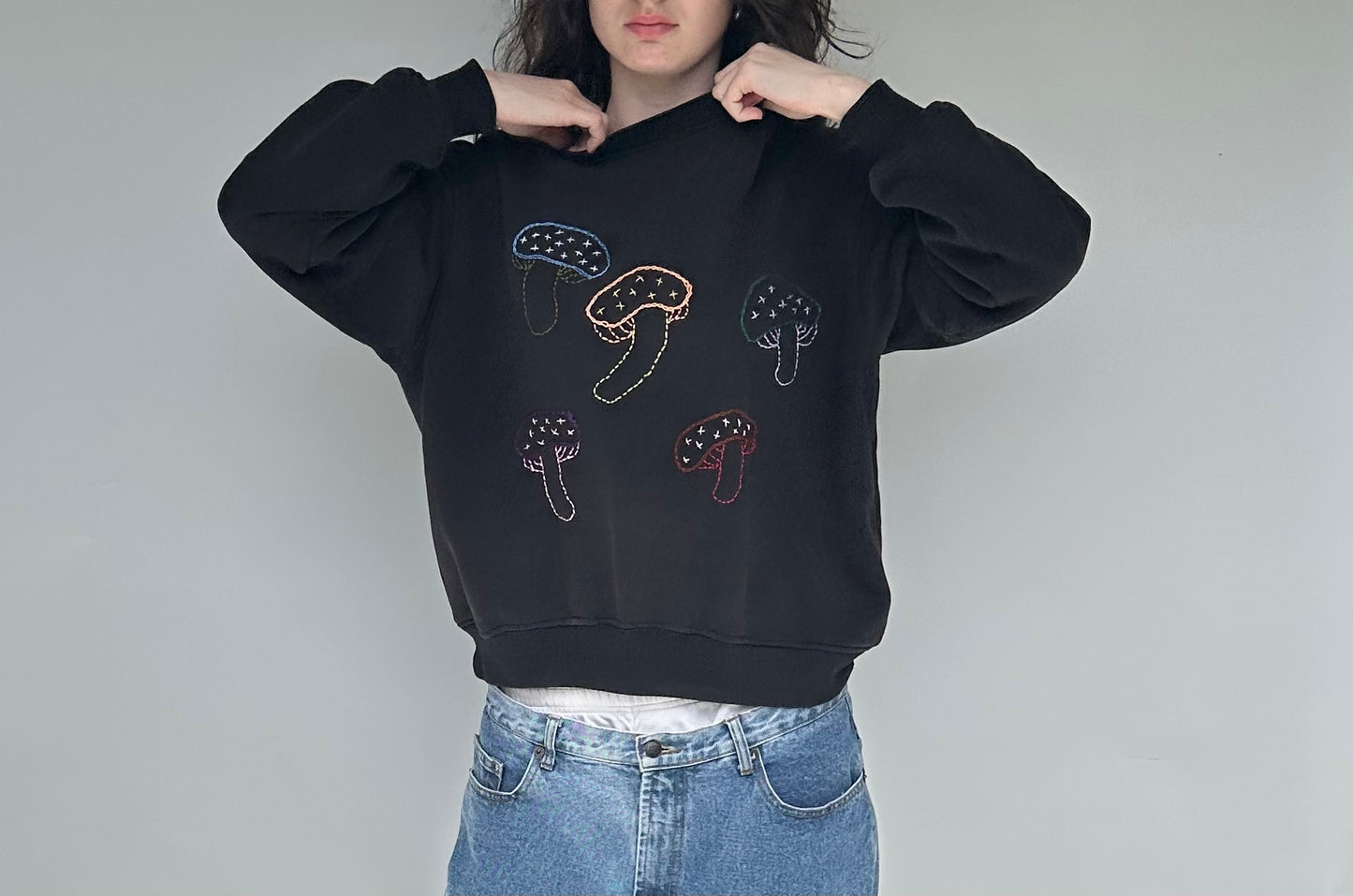 Embroidered mushroom sweatshirt