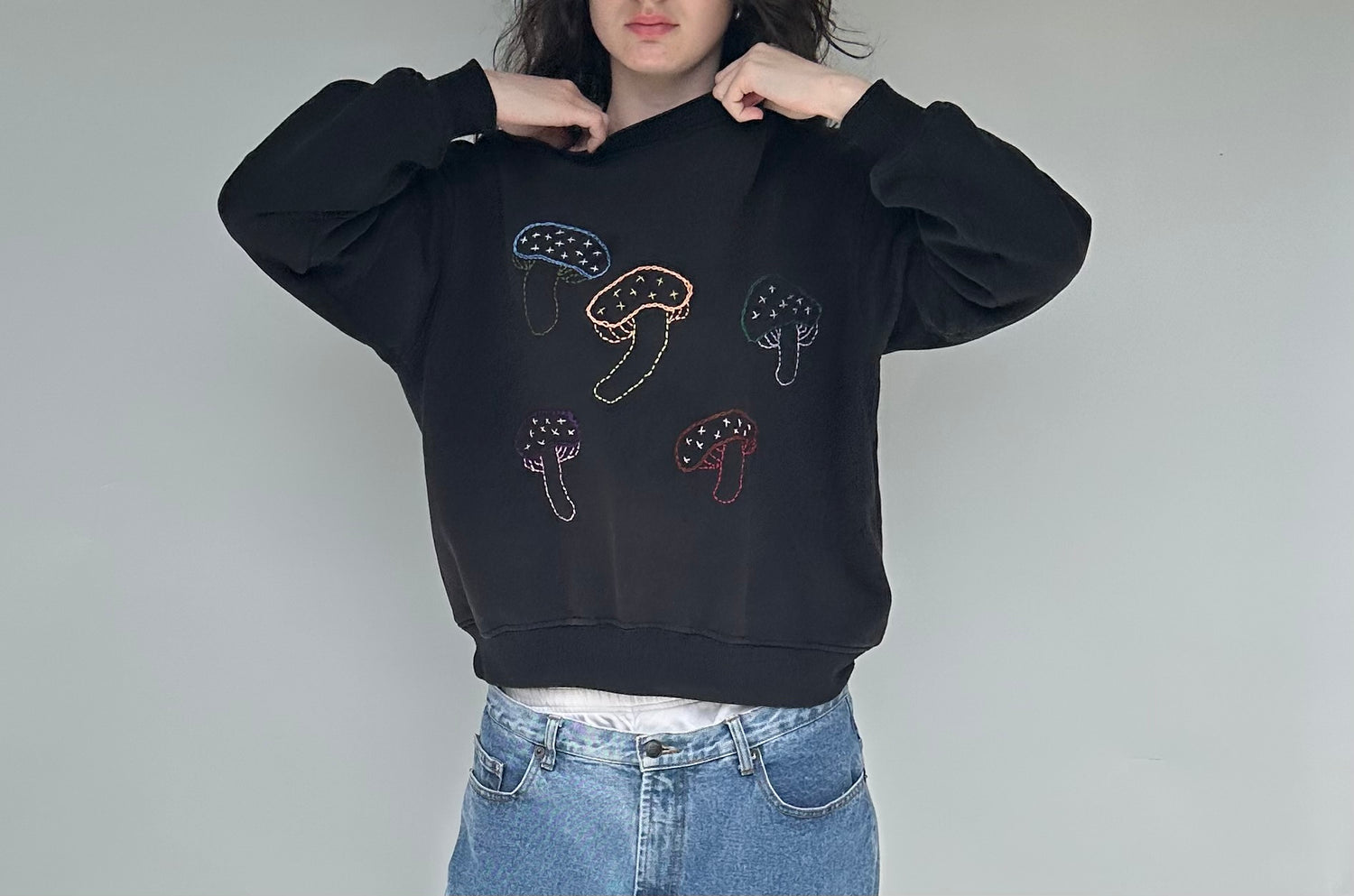 Embroidered mushroom sweatshirt