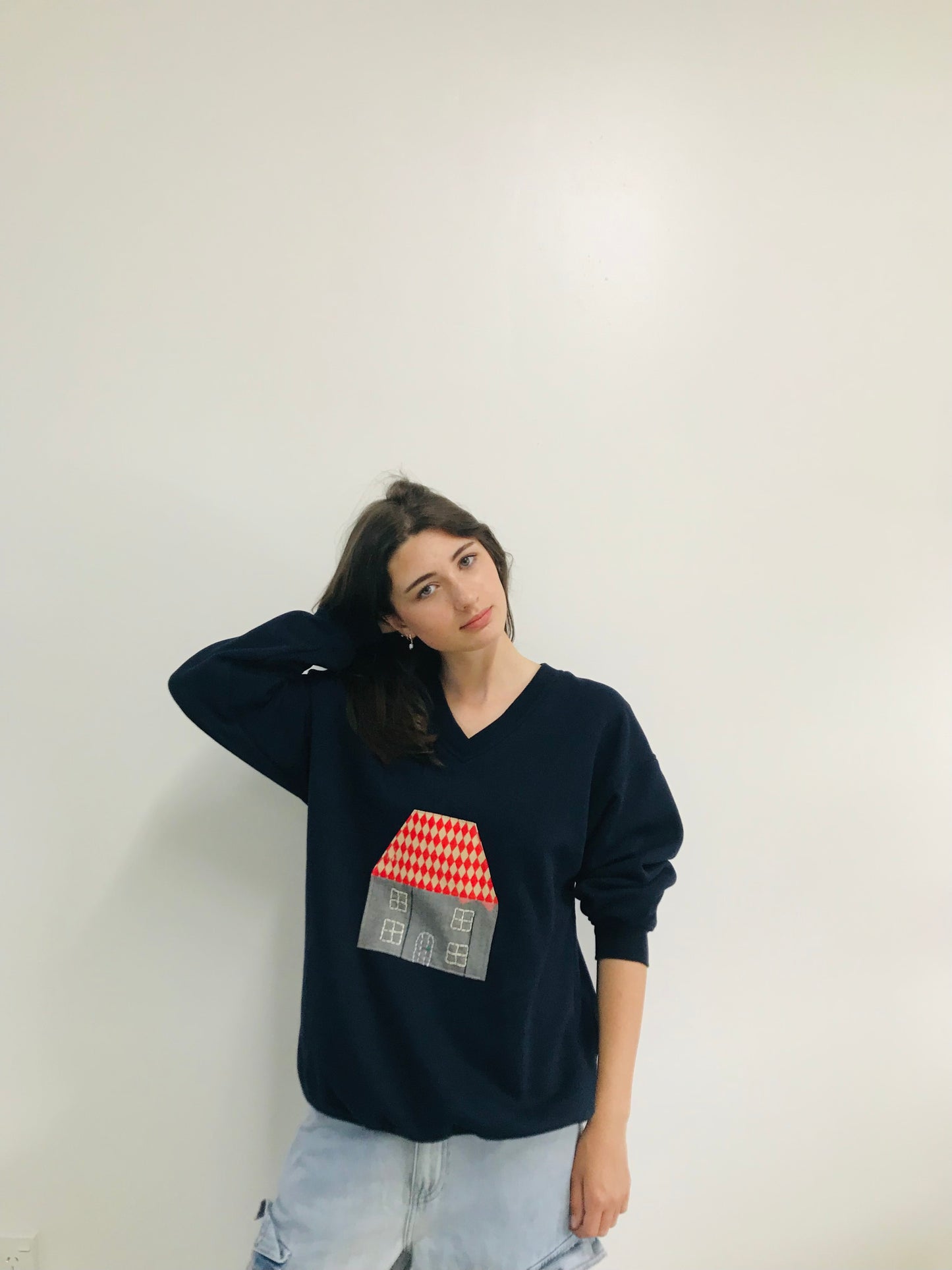 Upcycled Sweatshirt Navy Homebody