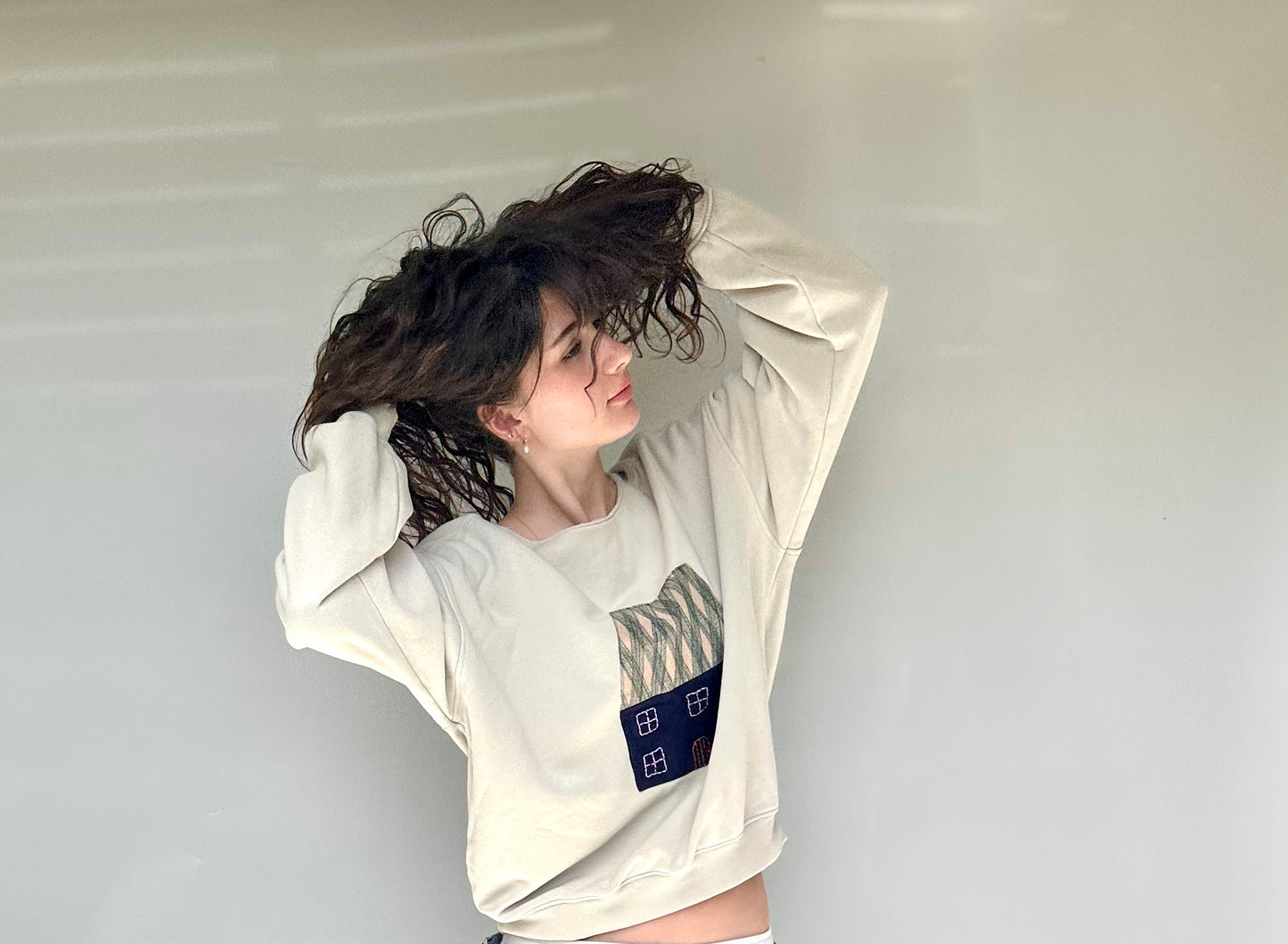 Upcycled cottage sweatshirt