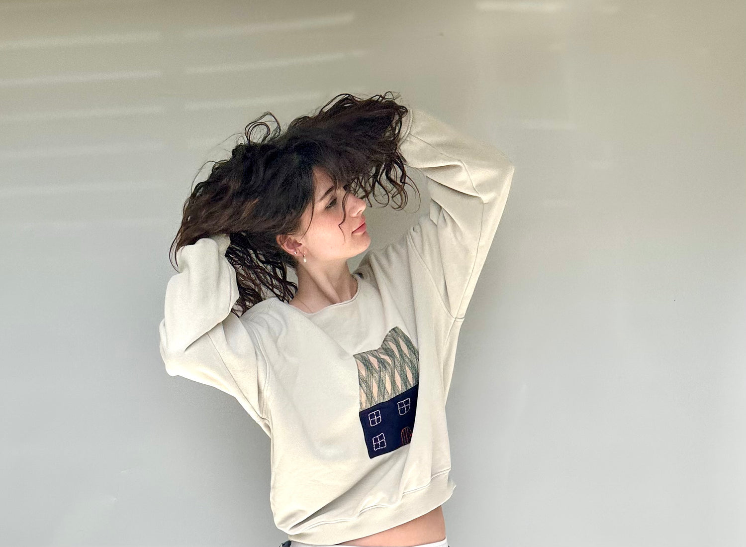 Upcycled cottage sweatshirt