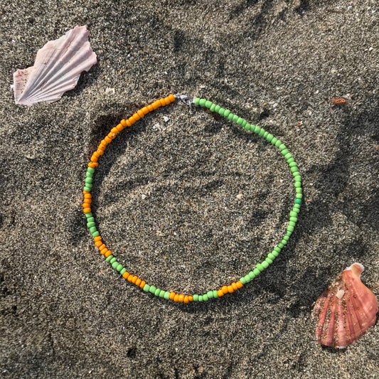 Beaded Necklace Lime & Orange