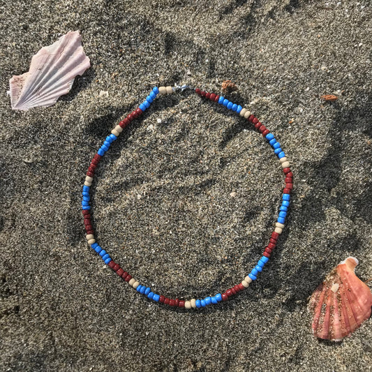 Beaded Necklace Brown & Blue