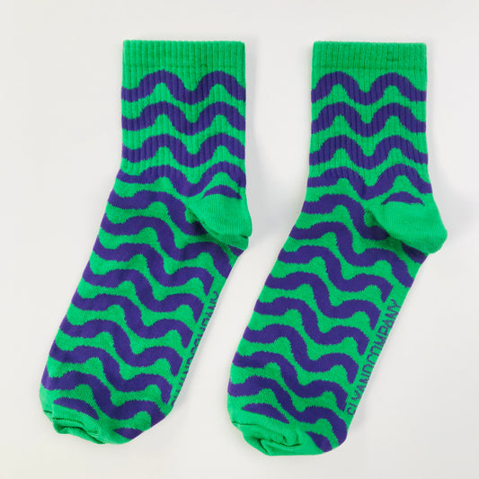 womens cotton ankle socks green and purple