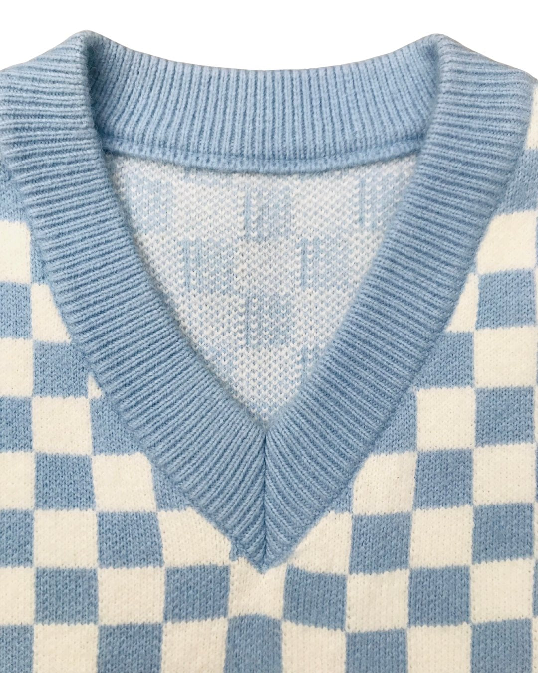 recycled_check_v-neck_vest