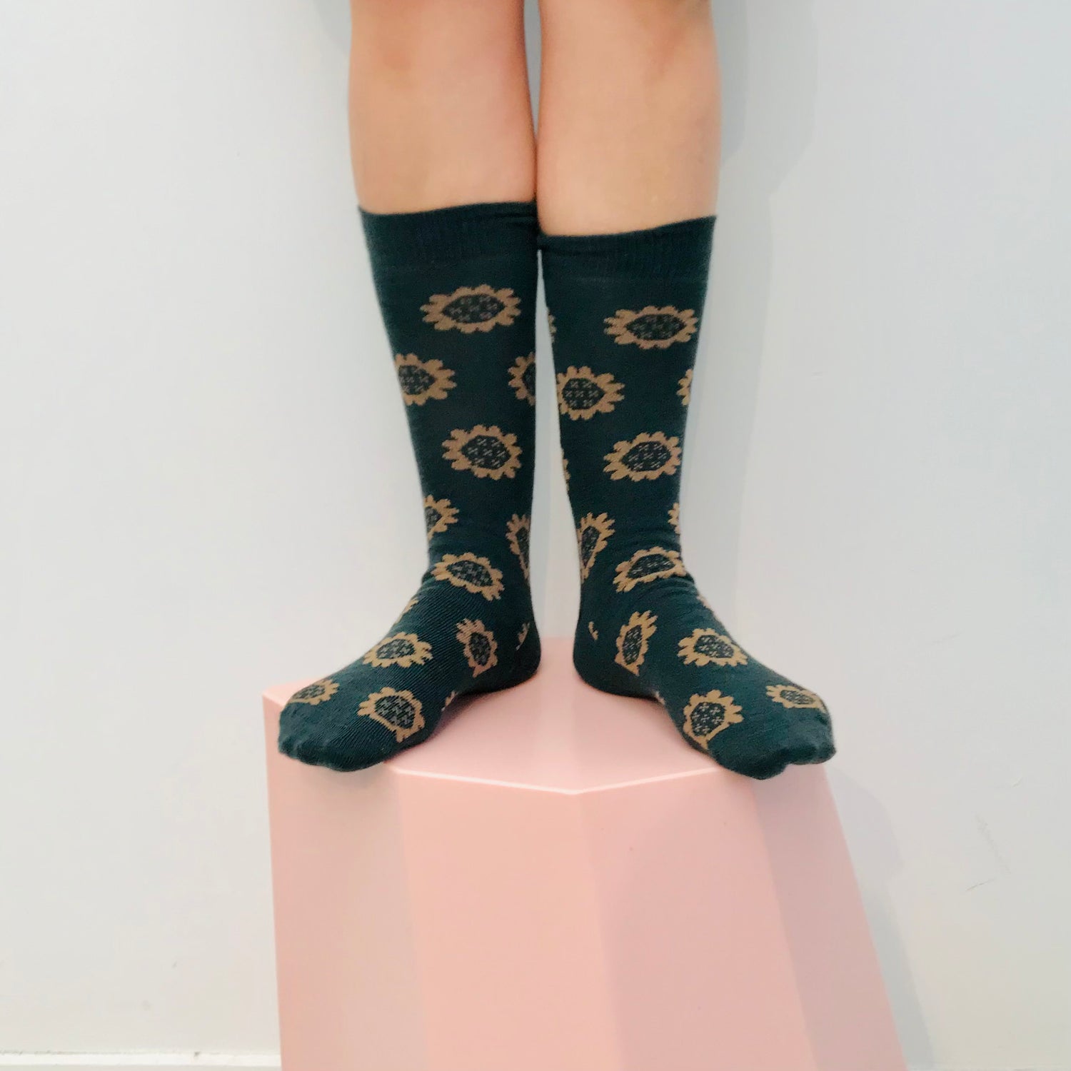 Merino Socks Floral Forest Green